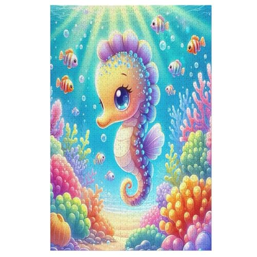 Seahorse Puzzles 1000 Teile Erwachsener Kniffel Spaß Für Die Ganze Familie, Holzpuzzle Kinder Erwachsene, Impossible Puzzle Schwer 78×53cm von AASWDFR