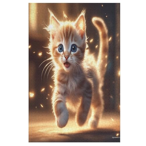 Süße Katze Holzpuzzle - 1000 Teiliges Jigsaw Knobelspiel - Puzzle Für Erwachsene & Kinder - Outdoor & Reisespielzeug 78×53cm von AASWDFR