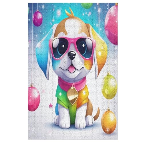 Süßer Hund 1000 Teile Puzzle Für Erwachsene, Herausforderung Puzzles - Verringerter Druck Schwieriges Holzpuzzle Für Kinder 12+ 78×53cm von AASWDFR