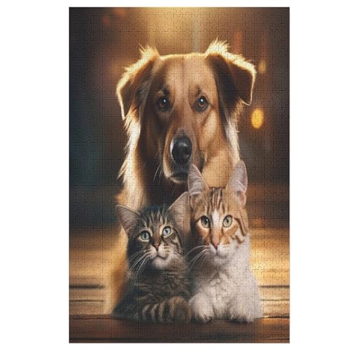 Süßer Hund Puzzles 1000 Teile Erwachsener Kniffel Spaß Für Die Ganze Familie, Holzpuzzle Kinder Erwachsene, Impossible Puzzle Schwer 78×53cm von AASWDFR