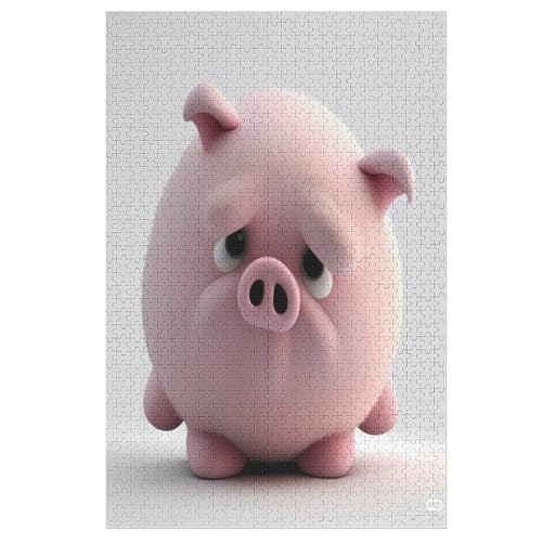 Süßes Schwein Puzzles 1000 Teile Erwachsener Kniffel Spaß Für Die Ganze Familie, Holzpuzzle Kinder Erwachsene, Impossible Puzzle Schwer 78×53cm von AASWDFR