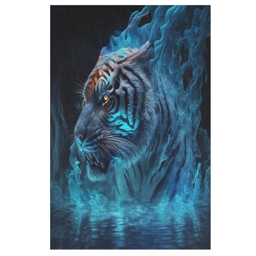Tiger Holzpuzzle 1000 Teile Klassische Puzzles Erwachsene Kinder Puzzle DIY Kit Holzspielzeug Einzigartiges Geschenk 78×53cm von AASWDFR