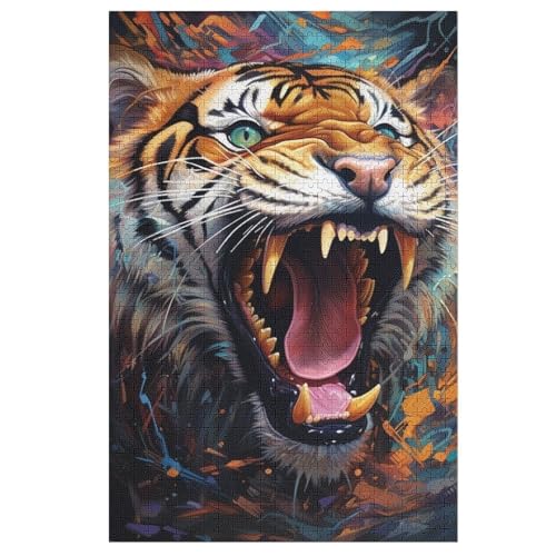 Tiger Holzpuzzle 1000 Teile Klassische Puzzles Erwachsene Kinder Puzzle DIY Kit Holzspielzeug Einzigartiges Geschenk 78×53cm von AASWDFR