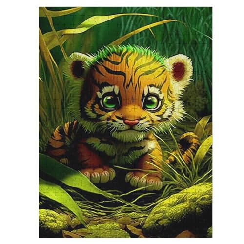 Tiger Puzzles 500 Teile Erwachsener Kniffel Spaß Für Die Ganze Familie, Holzpuzzle Kinder Erwachsene, Impossible Puzzle Schwer 55×41cm von AASWDFR