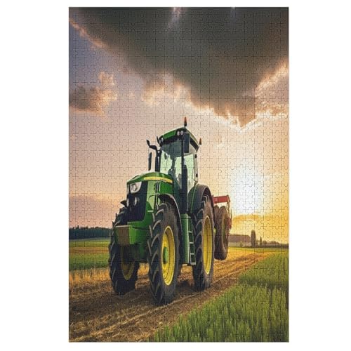Traktor Holzpuzzle 1000 Teile, Knobelspiele Für Erwachsene, Teenager, Puzzles Unmögliche - Kinder Puzzle Zimmer Deko 78×53cm von AASWDFR