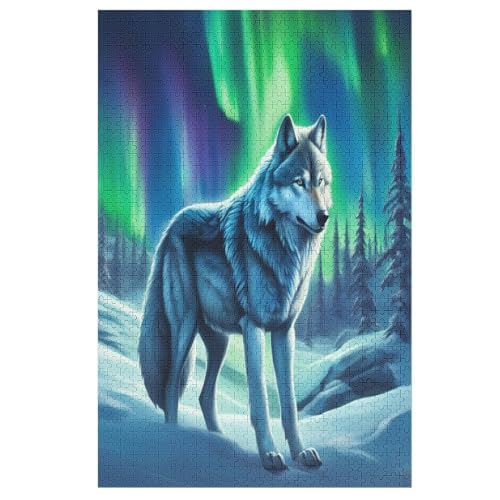 Wolf Holzpuzzle 1000 Teile, Knobelspiele Für Erwachsene, Teenager, Puzzles Unmögliche - Kinder Puzzle Zimmer Deko 78×53cm von AASWDFR