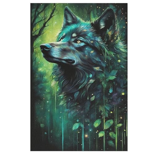 Wolf Holzpuzzle - 1000 Teiliges Jigsaw Knobelspiel - Puzzle Für Erwachsene & Kinder - Outdoor & Reisespielzeug 78×53cm von AASWDFR