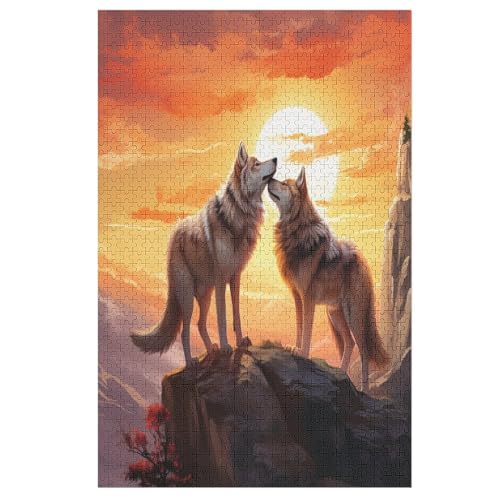 Wolf Holzpuzzle - 1000 Teiliges Jigsaw Knobelspiel - Puzzle Für Erwachsene & Kinder - Outdoor & Reisespielzeug 78×53cm von AASWDFR