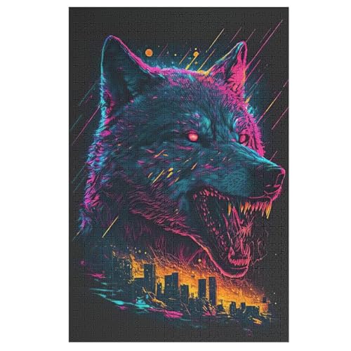 Wolf Puzzles 1000 Teile Erwachsener Kniffel Spaß Für Die Ganze Familie, Holzpuzzle Kinder Erwachsene, Impossible Puzzle Schwer 78×53cm von AASWDFR