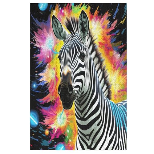 Zebra Holzpuzzle 1000 Teile Klassische Puzzles Erwachsene Kinder Puzzle DIY Kit Holzspielzeug Einzigartiges Geschenk 78×53cm von AASWDFR