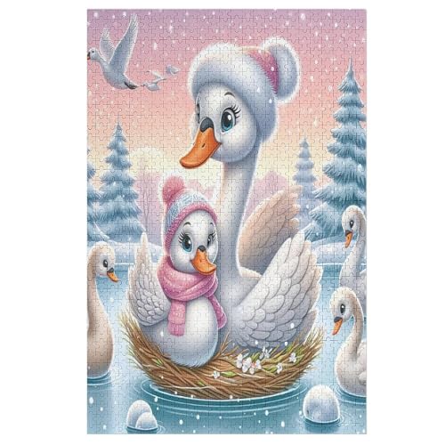 1000 Teile Puzzle Für Erwachsene, Schwan -Puzzles, Kinder HolzPuzzle, Kreatives Puzzle, Geschenk Für Freunde Und Familie （78×53cm） von AASWSWW