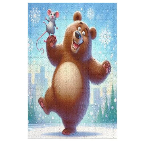 Animal Bär Holzpuzzle - 1000 Teiliges Jigsaw Knobelspiel - Puzzle Für Erwachsene & Kinder - Outdoor & Reisespielzeug （78×53cm） von AASWSWW