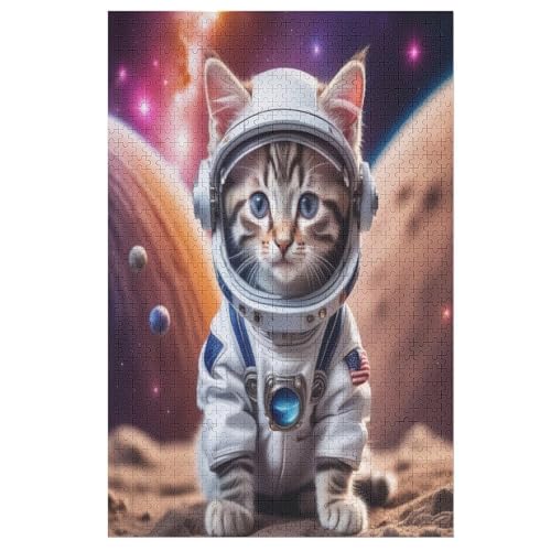 Animal Cute Katze Puzzle 1000 Teile, Holzpuzzle Für Erwachsene Kinder, Impossible Puzzles, Geschicklichkeitsspiel Für Die Ganze Familie （78×53cm） von AASWSWW