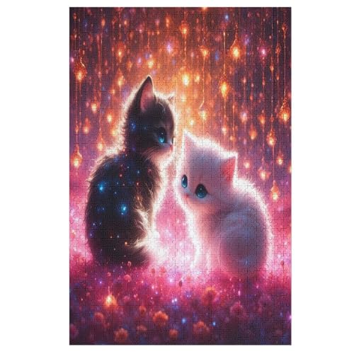 Animal Cute Katze Puzzle 1000 Teile, Holzpuzzle Herausforderndes Geschicklichkeitsspiel Für Die Ganze Familie, Kinder Erwachsenenpuzzle Ab 12 Jahren （78×53cm） von AASWSWW