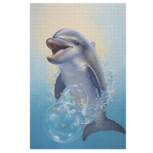 Animal Delphin Holzpuzzle Für Erwachsene Teenager Stress Abbauen Familien-Puzzlespiel Poster 1000-teiliges Puzzle Kinder Lernspiel （78×53cm） von AASWSWW