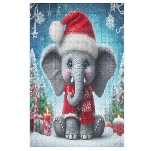 Animal Elefant Puzzle Für Erwachsene,1000-teiliges Puzzles, Für Kinder,Holzpuzzle,Lernspielzeug, （78×53cm） von AASWSWW