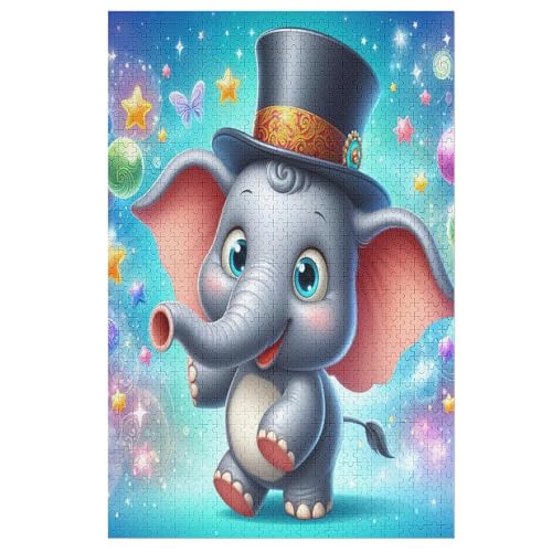 Animal Elefant Puzzles 1000 Teile Erwachsener Kniffel Spaß Für Die Ganze Familie, Holzpuzzle Kinder Erwachsene, Impossible Puzzle Schwer （78×53cm） von AASWSWW