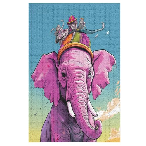 Animal Elefant-Puzzlespiel Aus Holz, 1000 Puzzleteile, Puzzle Für Teenager Und Erwachsene, Kreatives Spielzeug, Puzzles, （78×53cm） von AASWSWW