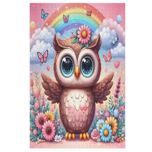 Animal Eule Puzzle 1000 Teile, Holzpuzzle Herausforderndes Geschicklichkeitsspiel Für Die Ganze Familie, Kinder Erwachsenenpuzzle Ab 12 Jahren （78×53cm） von AASWSWW