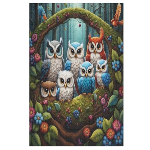 Animal Eule Puzzle Für Erwachsene 1000 Teile Premium Recyceltes Brett Zum Lernen, Lernspielzeug, Familienspiele Kinder Holzpuzzle （78×53cm） von AASWSWW