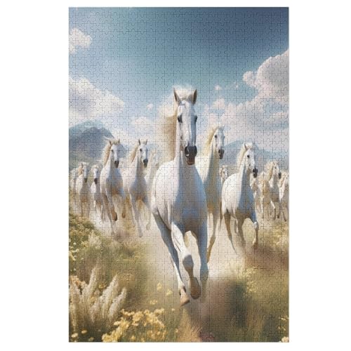 Animal Horse Puzzles 1000 Teile Erwachsener Kniffel Spaß Für Die Ganze Familie, Holzpuzzle Kinder Erwachsene, Impossible Puzzle Schwer （78×53cm） von AASWSWW