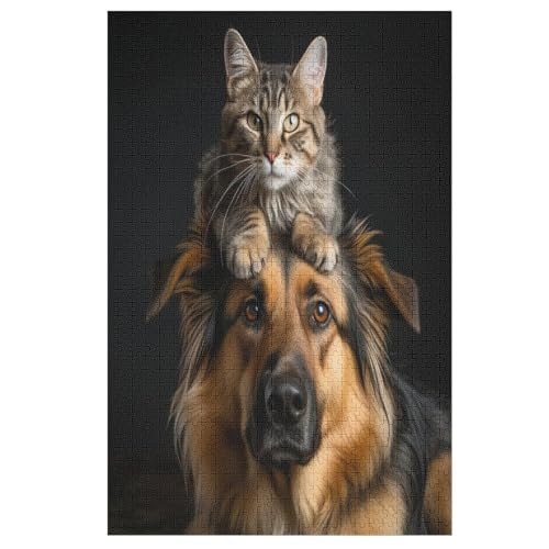 Animal Hund 1000 Teile Puzzles Für Erwachsene Holzpuzzle Familienpuzzlespiel Stressabbau-Puzzle Für Kinder Ab 12 Jahren （78×53cm） von AASWSWW