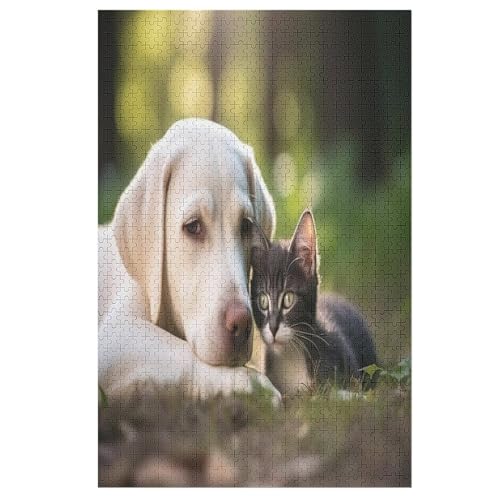 Animal Hund Holzpuzzle - Puzzle Für Erwachsene, 1000-teilige Puzzles Für Teenager Und Kinder, Herausfordernde Spiele （78×53cm） von AASWSWW
