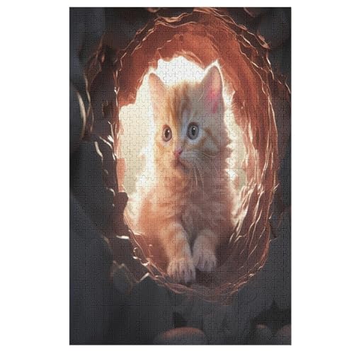 Animal Katze-Puzzlespiel Aus Holz, 1000 Puzzleteile, Puzzle Für Teenager Und Erwachsene, Kreatives Spielzeug, Puzzles, （78×53cm） von AASWSWW