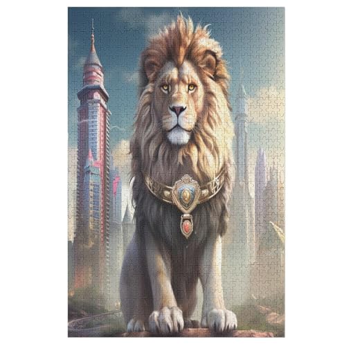 Animal Löwe 1000 Teile Premium-Puzzles Für Erwachsene Kinder- Holzpuzzles Spaß Und Lernspiele - Perfekte Puzzle-Geschenke （78×53cm） von AASWSWW