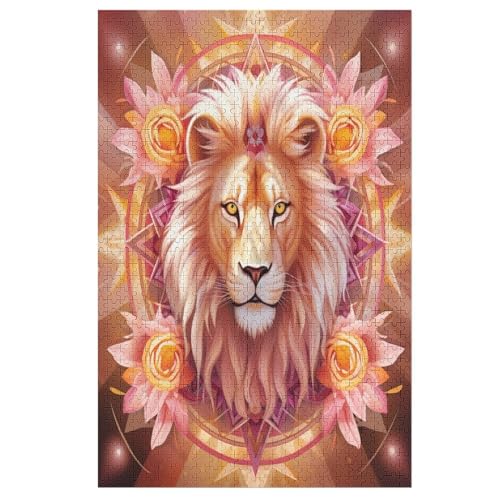 Animal Löwe 1000 Teile Puzzles Für Erwachsene, Impossible Puzzle, Geschicklichkeitsspiel Für Die Ganze Familie, Kinder Holzpuzzle （78×53cm） von AASWSWW