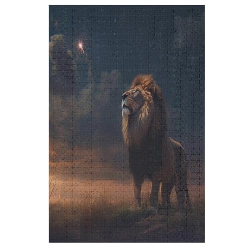 Animal Löwe 1000 Teile Puzzles Für Erwachsene, Impossible Puzzle, Geschicklichkeitsspiel Für Die Ganze Familie, Kinder Holzpuzzle （78×53cm） von AASWSWW
