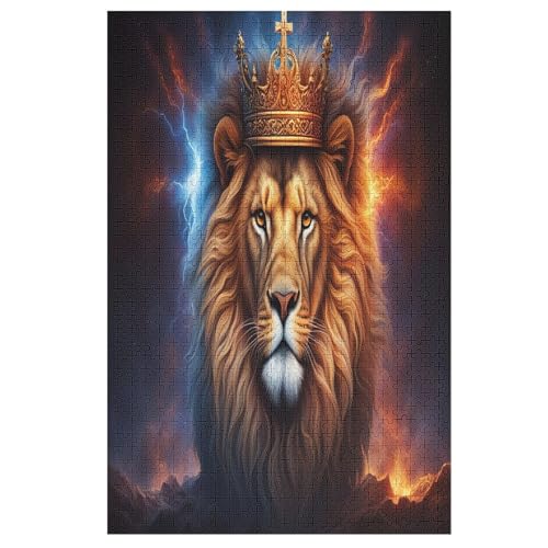 Animal Löwe Holzpuzzle - 1000 Teiliges Jigsaw Knobelspiel - Puzzle Für Erwachsene & Kinder - Outdoor & Reisespielzeug （78×53cm） von AASWSWW