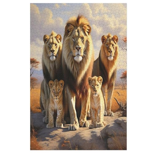 Animal Löwe -Puzzle, 1000 Teile,Holzpuzzle Für Erwachsene Kinder, Lustiges Spielzeug, Denkspiel, Bildungsspiel, （78×53cm） von AASWSWW
