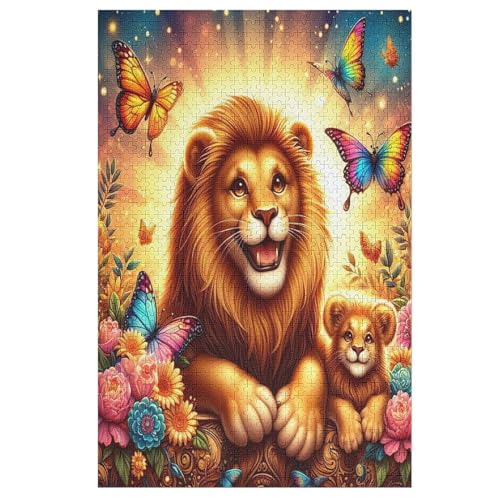 Animal Löwe Puzzle 1000 Teile, Holzpuzzle Für Erwachsene Kinder, Impossible Puzzles, Geschicklichkeitsspiel Für Die Ganze Familie （78×53cm） von AASWSWW