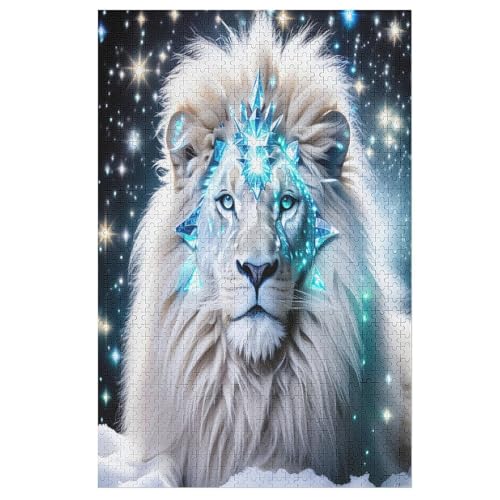 Animal Löwe Puzzle Für Erwachsene 1000 Teile Premium Recyceltes Brett Zum Lernen, Lernspielzeug, Familienspiele Kinder Holzpuzzle （78×53cm） von AASWSWW