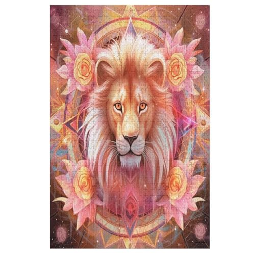 Animal Löwe Puzzles 1000 Teile Erwachsener Kniffel Spaß Für Die Ganze Familie, Holzpuzzle Kinder Erwachsene, Impossible Puzzle Schwer （78×53cm） von AASWSWW