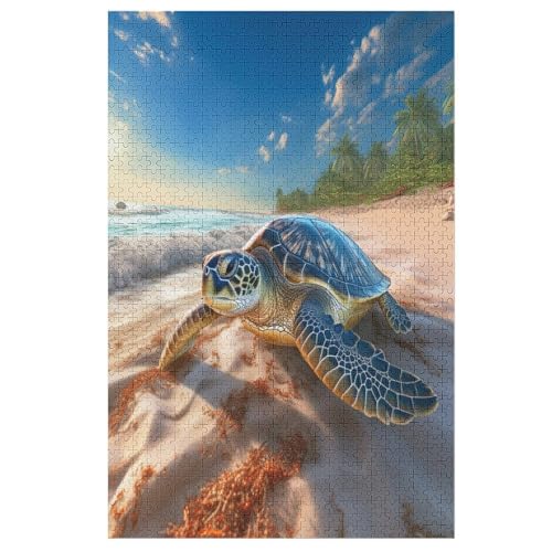 Animal Schildkröte Holzpuzzle 1000 Teile, Knobelspiele Für Erwachsene, Teenager, Puzzles Unmögliche - Kinder Puzzle Zimmer Deko （78×53cm） von AASWSWW