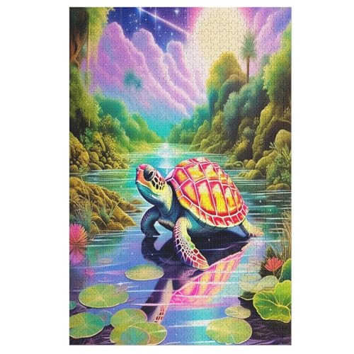 Animal Schildkröte Holzpuzzle - Puzzle Für Erwachsene, 1000-teilige Puzzles Für Teenager Und Kinder, Herausfordernde Spiele （78×53cm） von AASWSWW