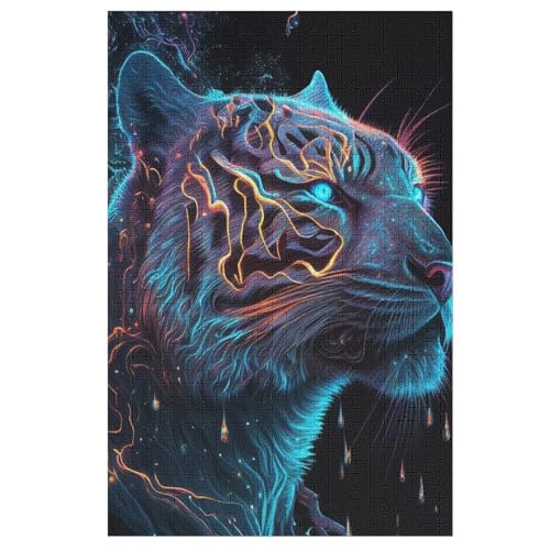 Animal Tiger Puzzles 1000 Teile Erwachsener Kniffel Spaß Für Die Ganze Familie, Holzpuzzle Kinder Erwachsene, Impossible Puzzle Schwer （78×53cm） von AASWSWW