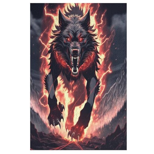 Animal Wolf -Puzzle, 1000 Teile,Holzpuzzle Für Erwachsene Kinder, Lustiges Spielzeug, Denkspiel, Bildungsspiel, （78×53cm） von AASWSWW