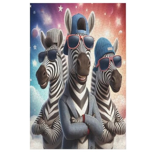 Animal Zebra Puzzle Für Erwachsene 1000 Teile Premium Recyceltes Brett Zum Lernen, Lernspielzeug, Familienspiele Kinder Holzpuzzle （78×53cm） von AASWSWW