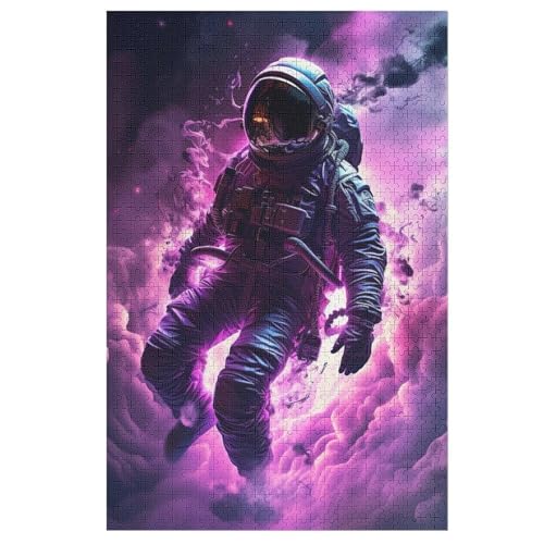 Astronaut 1000 Teile Puzzles Für Erwachsene Holzpuzzle Familienpuzzlespiel Stressabbau-Puzzle Für Kinder Ab 12 Jahren （78×53cm） von AASWSWW