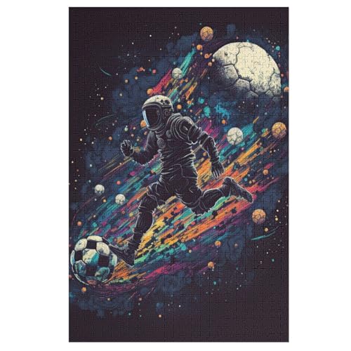 Astronaut Football Holzpuzzle 1000 Teile Klassische Puzzles Erwachsene Kinder Puzzle DIY Kit Holzspielzeug Einzigartiges Geschenk （78×53cm） von AASWSWW