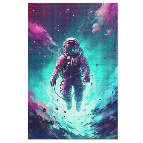 Astronaut Puzzle 1000 Teile, Holzpuzzle Herausforderndes Geschicklichkeitsspiel Für Die Ganze Familie, Kinder Erwachsenenpuzzle Ab 12 Jahren （78×53cm） von AASWSWW