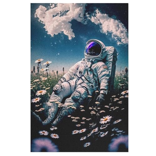 Astronaut Puzzles 1000 Teile Erwachsener Kniffel Spaß Für Die Ganze Familie, Holzpuzzle Kinder Erwachsene, Impossible Puzzle Schwer （78×53cm） von AASWSWW