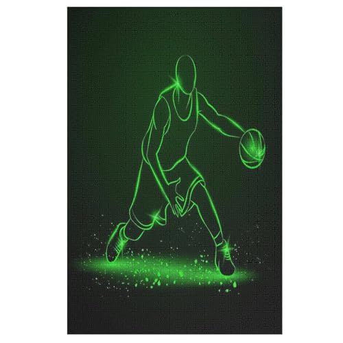 Basketball Puzzle 1000 Teile, Holzpuzzle Herausforderndes Geschicklichkeitsspiel Für Die Ganze Familie, Kinder Erwachsenenpuzzle Ab 12 Jahren （78×53cm） von AASWSWW