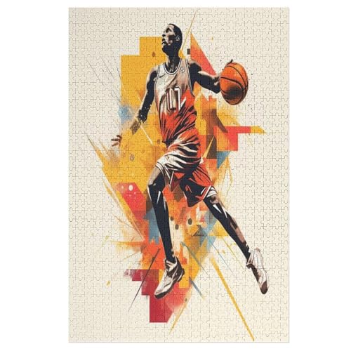 Basketball Sport Holzpuzzle 1000 Teile Klassische Puzzles Erwachsene Kinder Puzzle DIY Kit Holzspielzeug Einzigartiges Geschenk （78×53cm） von AASWSWW