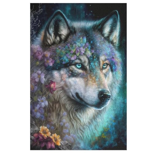 Beautiful Wolf Puzzle 1000 Teile, Holzpuzzle Herausforderndes Geschicklichkeitsspiel Für Die Ganze Familie, Kinder Erwachsenenpuzzle Ab 12 Jahren （78×53cm） von AASWSWW
