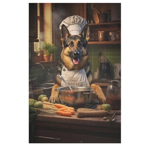 Berger allemand Holzpuzzle - 1000 Teiliges Jigsaw Knobelspiel - Puzzle Für Erwachsene & Kinder - Outdoor & Reisespielzeug （78×53cm） von AASWSWW