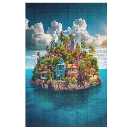 Chalet de Village de montagne Puzzles 1000 Teile Erwachsener Kniffel Spaß Für Die Ganze Familie, Holzpuzzle Kinder Erwachsene, Impossible Puzzle Schwer （78×53cm） von AASWSWW
